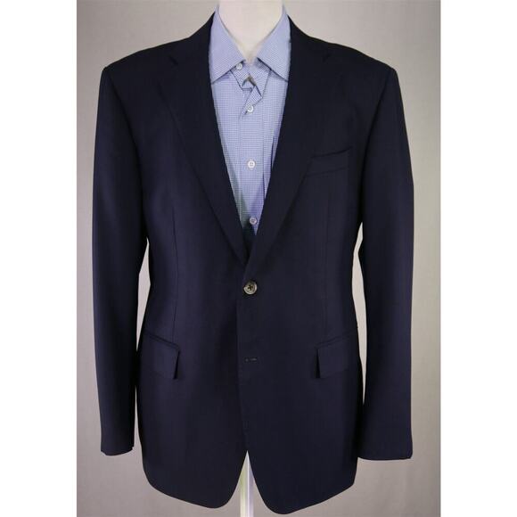 Cardinal of Canada Navy Blue Woven 2-Btn Wool Blazer w/ MOP Buttons 44R - Picture 2 of 9